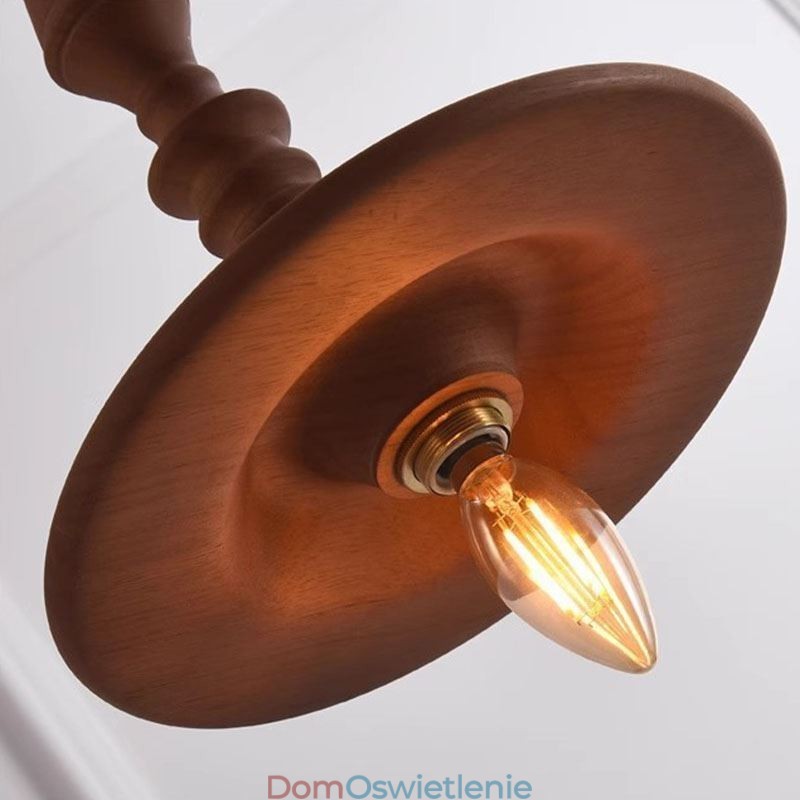 Wisząca lampa z drewna kauczukowego Ins Vintage wisząca lampa
