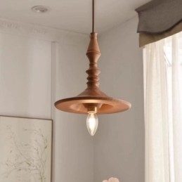 Wisząca lampa z drewna kauczukowego Ins Vintage wisząca lampa