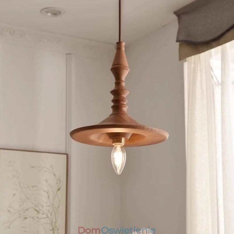 Wisząca lampa z drewna kauczukowego Ins Vintage wisząca lampa