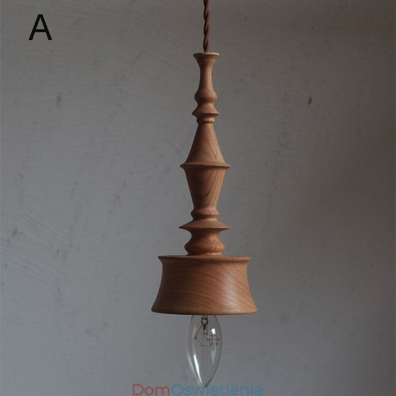 Wisząca lampa z drewna kauczukowego Ins Vintage wisząca lampa