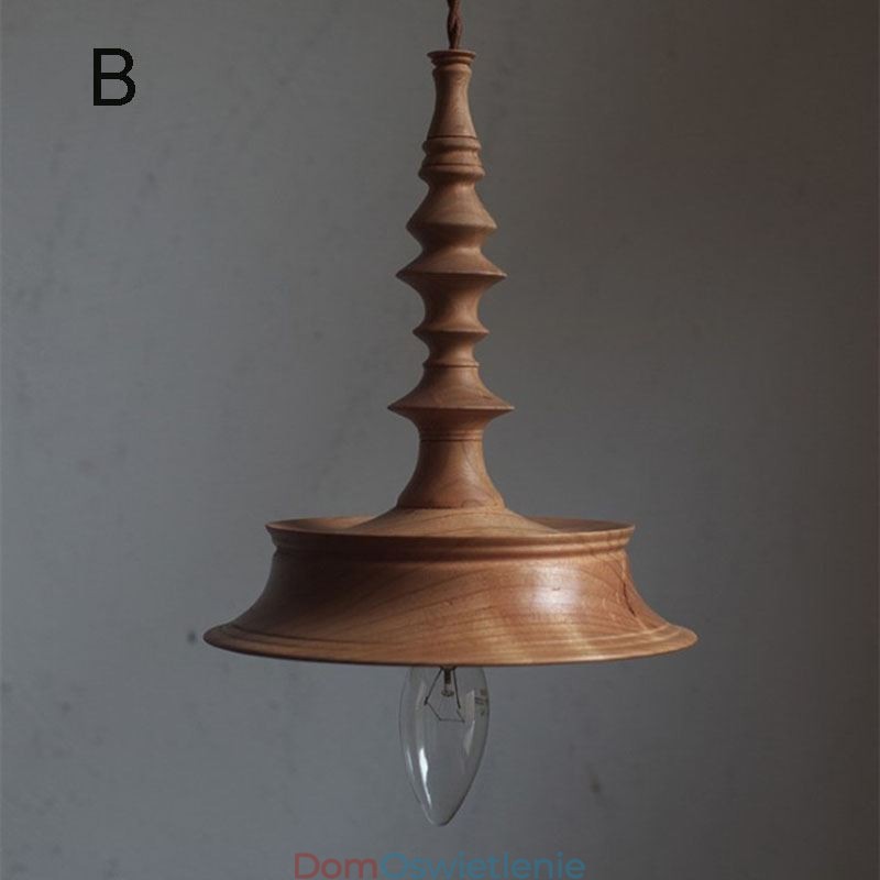 Wisząca lampa z drewna kauczukowego Ins Vintage wisząca lampa