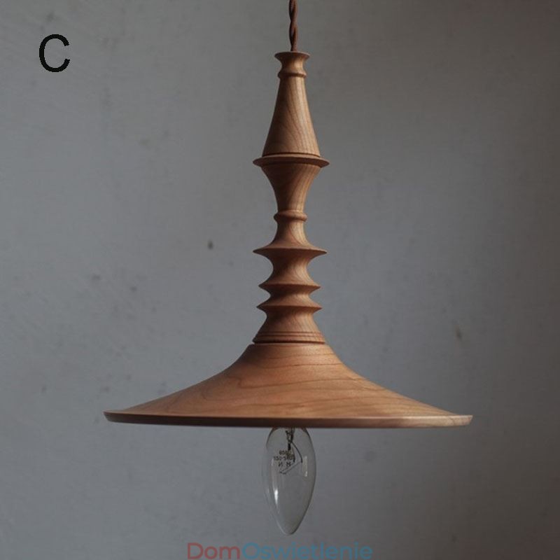 Wisząca lampa z drewna kauczukowego Ins Vintage wisząca lampa
