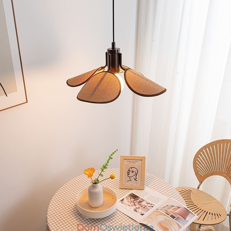 Nordic Wisząca Lampa Wabi Sabi Style Tkanina Abażur Dekoracyjna Lampa Sufitowa