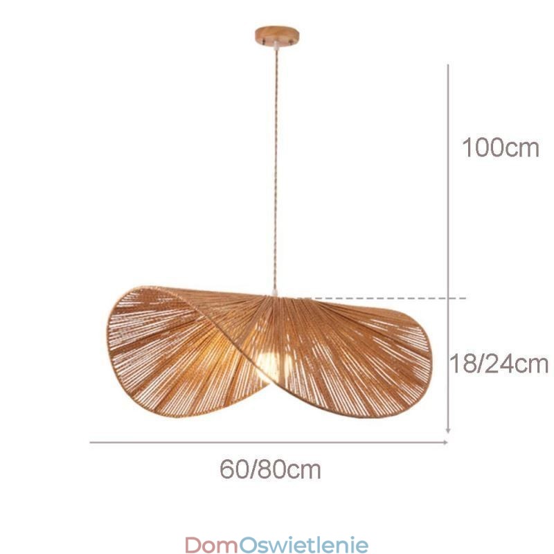 Retro Wisząca Lampa Kreatywna Wabi Sabi Słomkowy Kapelusz Konopna Lina Sufitowa