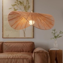 Retro Wisząca Lampa Kreatywna Wabi Sabi Słomkowy Kapelusz Konopna Lina Sufitowa