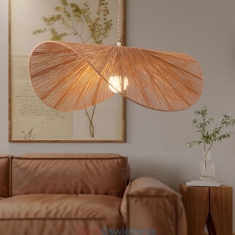 Retro Wisząca Lampa Kreatywna Wabi Sabi Słomkowy Kapelusz Konopna Lina Sufitowa