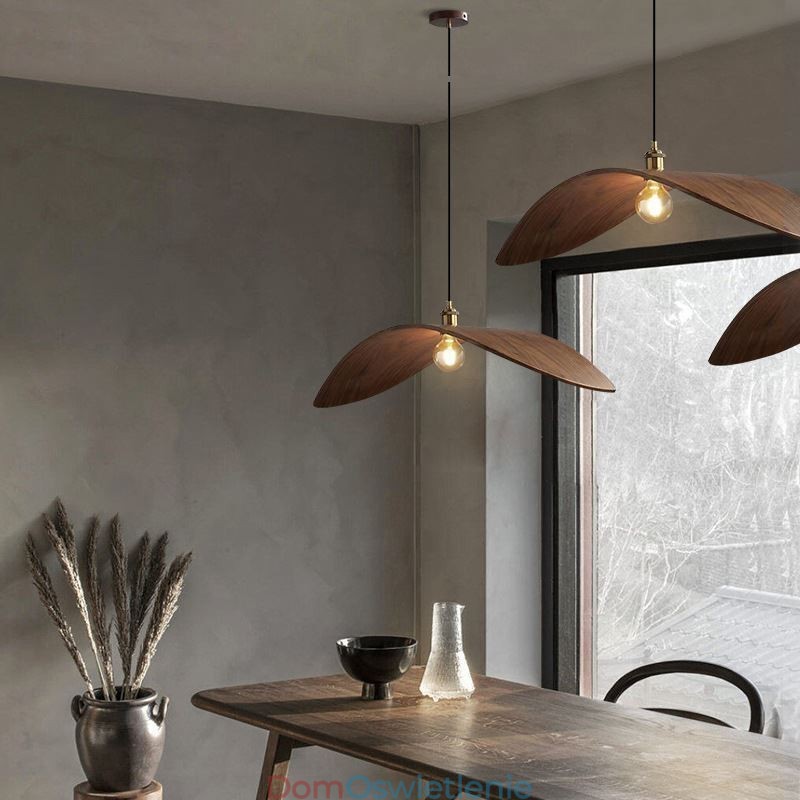 Solidna drewniana lampa wisząca, kreatywne oświetlenie sufitowe w stylu retro