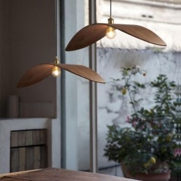 Solidna drewniana lampa wisząca, kreatywne oświetlenie sufitowe w stylu retro