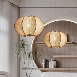 Nordic Wisząca Lampa Retro Wabi Sabi Style Ręcznie Robiona Lampa Sufitowa Z Litego Drewna