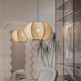 Nordic Wisząca Lampa Retro Wabi Sabi Style Ręcznie Robiona Lampa Sufitowa Z Litego Drewna
