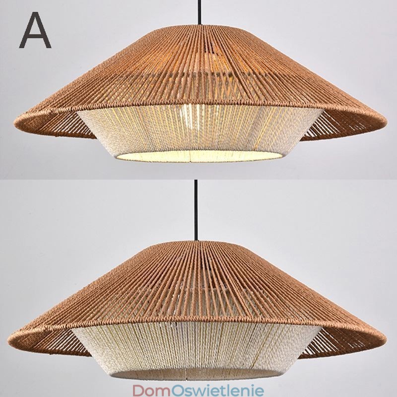 Wisząca lampa z liny konopnej, ręcznie tkana lampa sufitowa