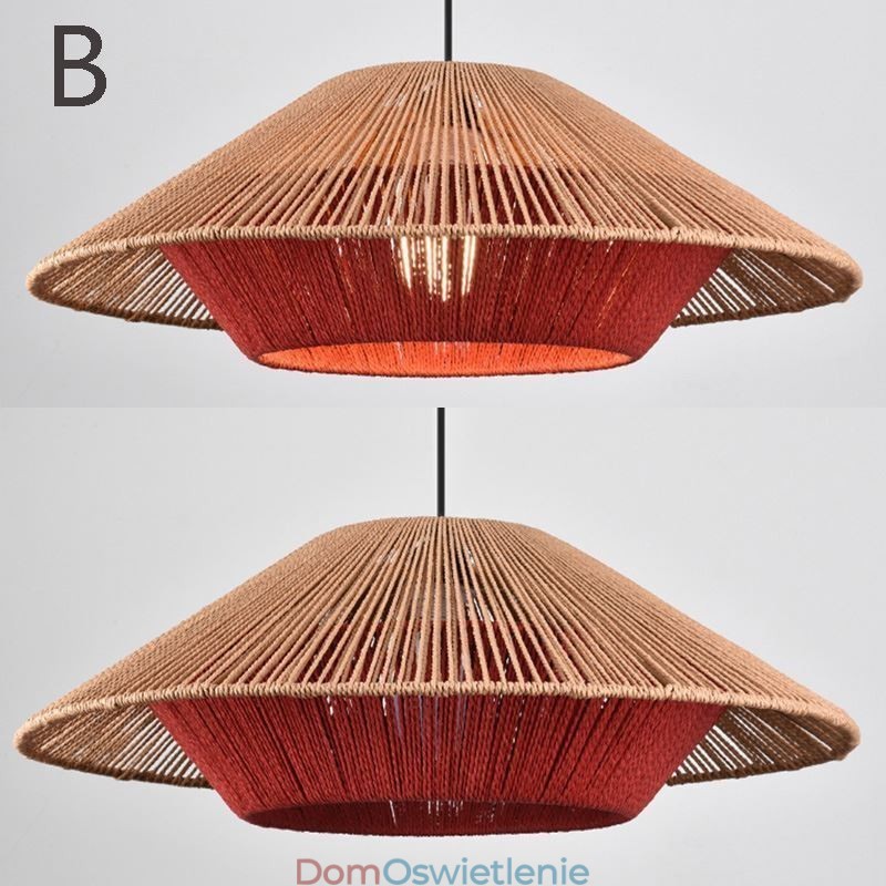 Wisząca lampa z liny konopnej, ręcznie tkana lampa sufitowa