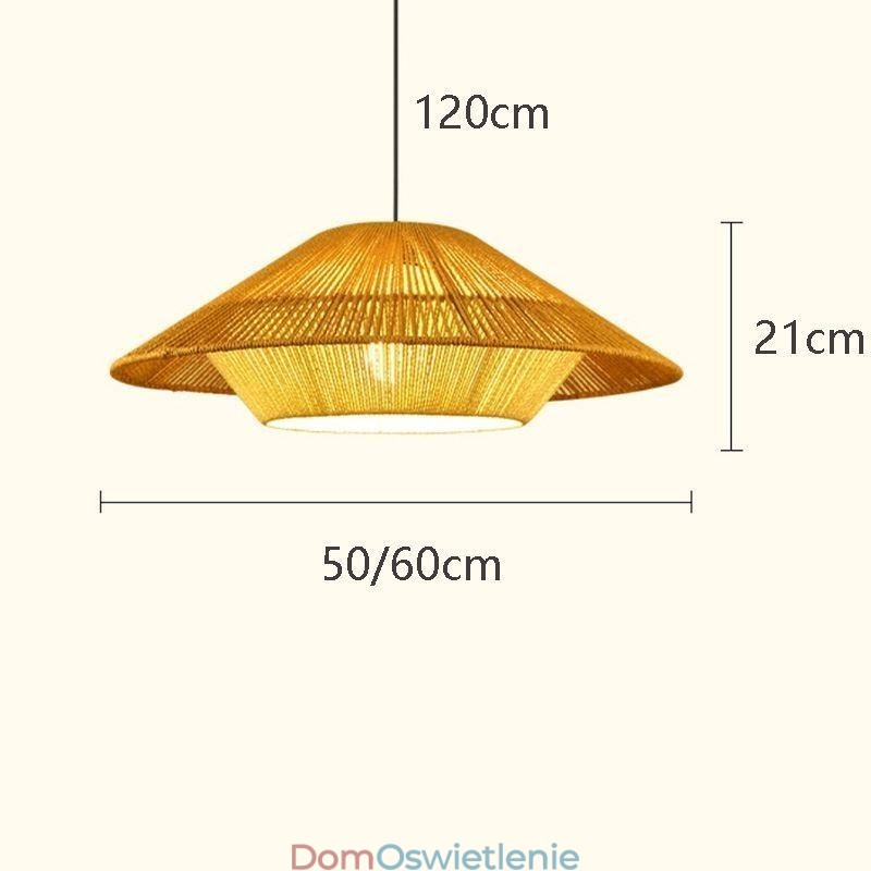 Wisząca lampa z liny konopnej, ręcznie tkana lampa sufitowa