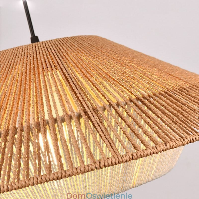 Wisząca lampa z liny konopnej, ręcznie tkana lampa sufitowa