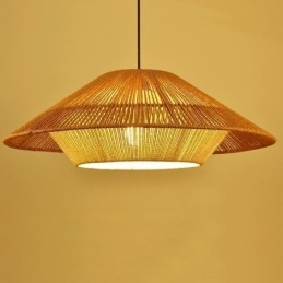 Wisząca lampa z liny konopnej, ręcznie tkana lampa sufitowa