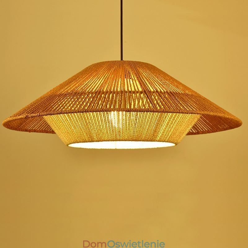 Wisząca lampa z liny konopnej, ręcznie tkana lampa sufitowa