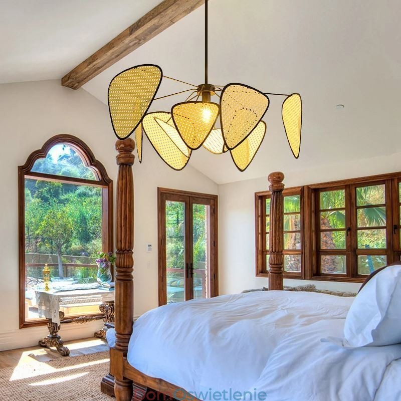Wisząca lampa Naturalna prosta ręcznie tkana lampa sufitowa
