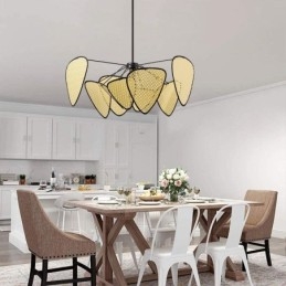 Wisząca lampa Naturalna prosta ręcznie tkana lampa sufitowa