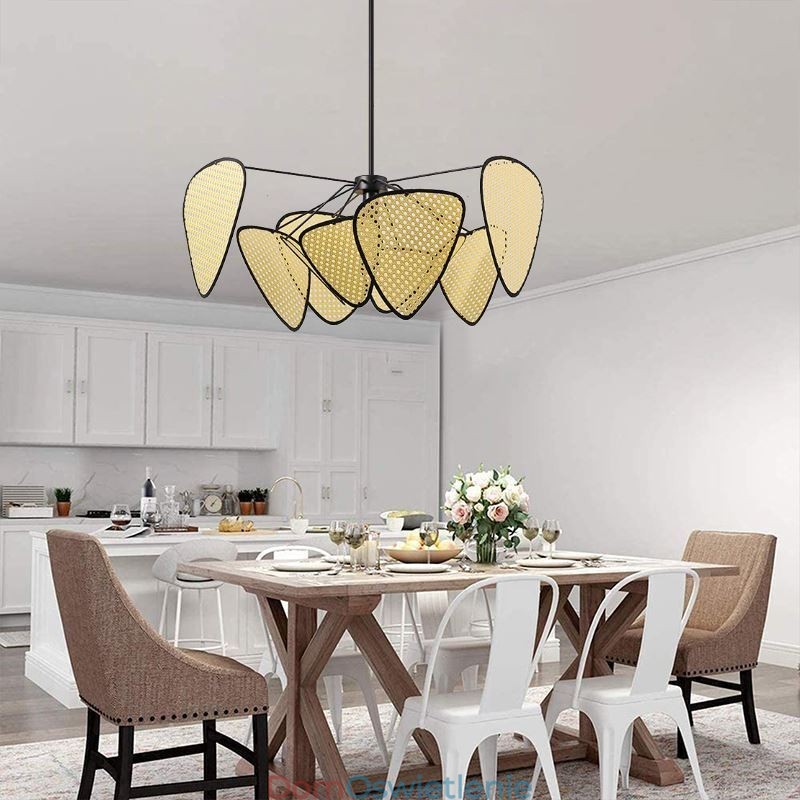 Wisząca lampa Naturalna prosta ręcznie tkana lampa sufitowa