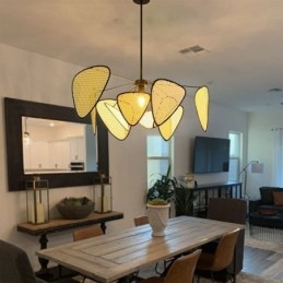 Wisząca lampa Naturalna prosta ręcznie tkana lampa sufitowa