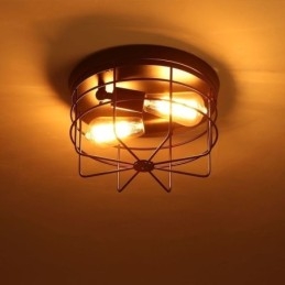 Przemysłowa metalowa klatka sufitowa, rustykalna lampa sufitowa, oprawa sufitowa