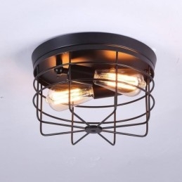 Przemysłowa metalowa klatka sufitowa, rustykalna lampa sufitowa, oprawa sufitowa