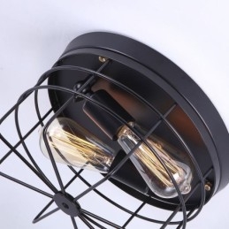Przemysłowa metalowa klatka sufitowa, rustykalna lampa sufitowa, oprawa sufitowa