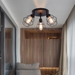 Przemysłowa oprawa oświetleniowa sufitowa do montażu podtynkowego, 3-punktowa metalowa lampa sufitowa w klatce