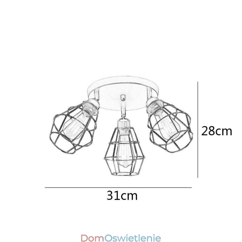 Przemysłowa oprawa oświetleniowa sufitowa do montażu podtynkowego, 3-punktowa metalowa lampa sufitowa w klatce