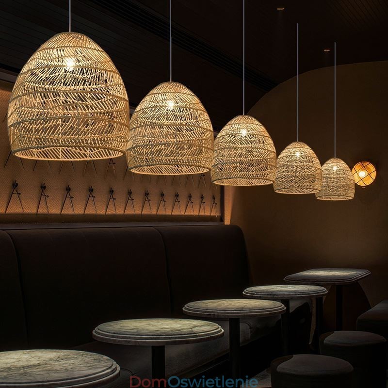 Ręcznie tkana lampa wisząca rattanowa lampa wisząca Farmhouse