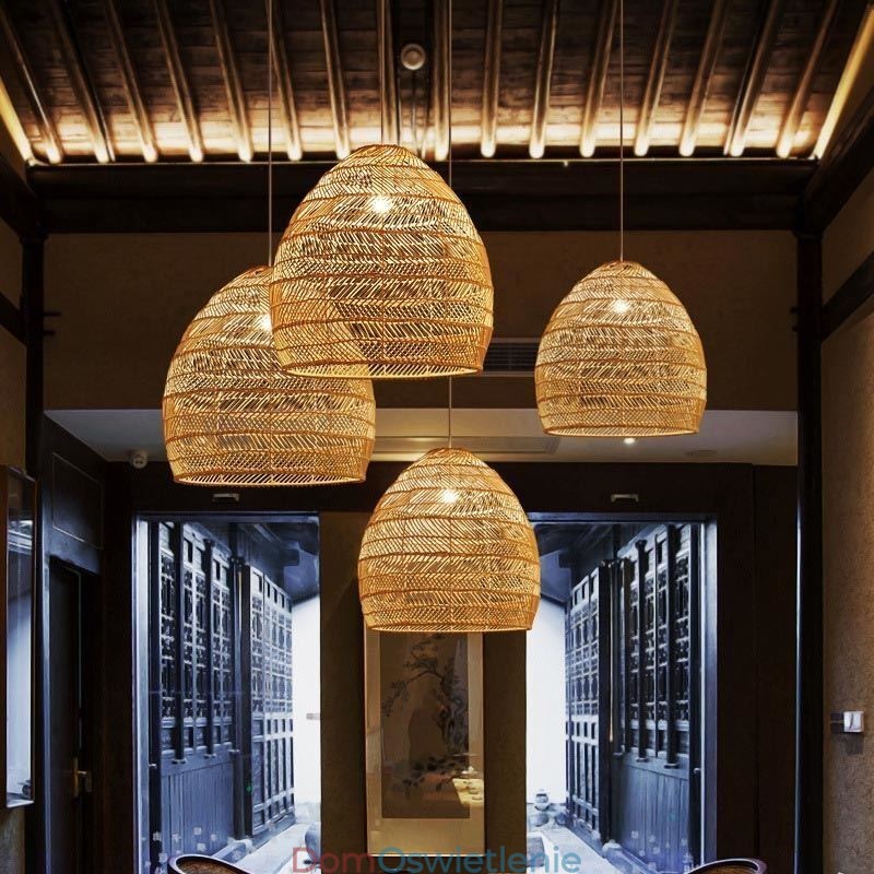 Ręcznie tkana lampa wisząca rattanowa lampa wisząca Farmhouse