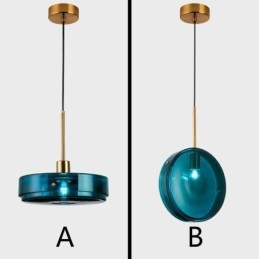 Okrągła lampa wisząca ze szkła w kształcie ciasta, nowoczesna minimalistyczna lampa sufitowa z kutego żelaza