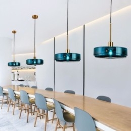Okrągła lampa wisząca ze szkła w kształcie ciasta, nowoczesna minimalistyczna lampa sufitowa z kutego żelaza