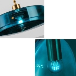 Okrągła lampa wisząca ze szkła w kształcie ciasta, nowoczesna minimalistyczna lampa sufitowa z kutego żelaza