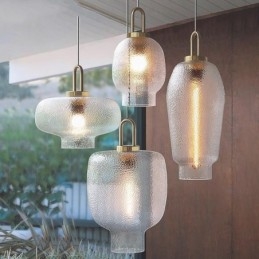 Mrożone szkło wiszące lampa nowoczesna minimalistyczna lampa sufitowa z kutego żelaza