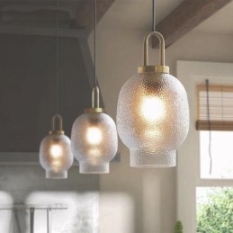 Mrożone szkło wiszące lampa nowoczesna minimalistyczna lampa sufitowa z kutego żelaza