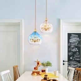 Szklana lampa wisząca Nowoczesna minimalistyczna lampa sufitowa z kutego żelaza 9 świateł