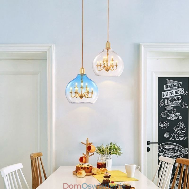 Szklana lampa wisząca Nowoczesna minimalistyczna lampa sufitowa z kutego żelaza 9 świateł