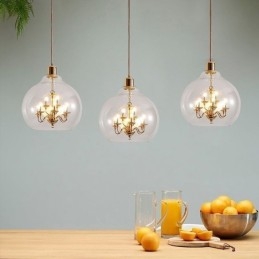 Szklana lampa wisząca Nowoczesna minimalistyczna lampa sufitowa z kutego żelaza 9 świateł