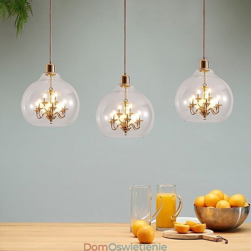 Szklana lampa wisząca Nowoczesna minimalistyczna lampa sufitowa z kutego żelaza 9 świateł