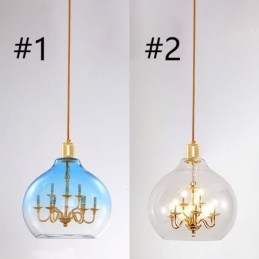 Szklana lampa wisząca Nowoczesna minimalistyczna lampa sufitowa z kutego żelaza 9 świateł