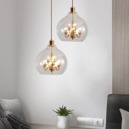 Szklana lampa wisząca Nowoczesna minimalistyczna lampa sufitowa z kutego żelaza 9 świateł
