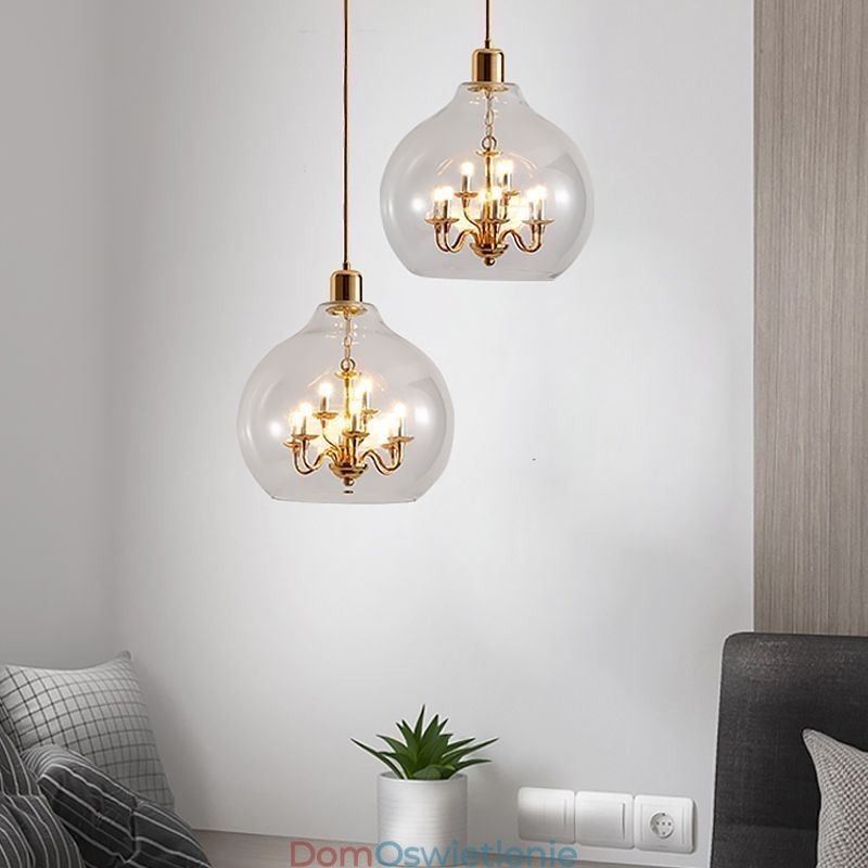 Szklana lampa wisząca Nowoczesna minimalistyczna lampa sufitowa z kutego żelaza 9 świateł