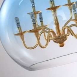 Szklana lampa wisząca Nowoczesna minimalistyczna lampa sufitowa z kutego żelaza 9 świateł