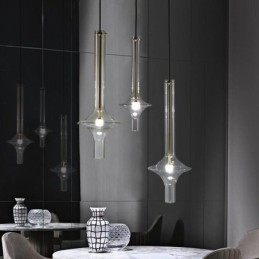 Szklana rurka wisząca lampa nowoczesna minimalistyczna lampa sufitowa z kutego żelaza