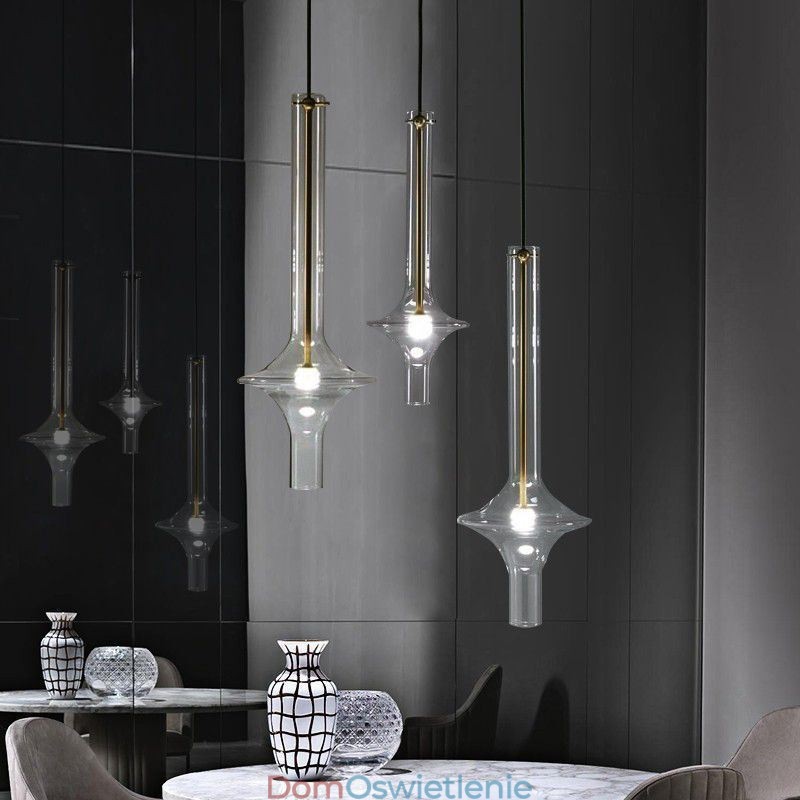 Szklana rurka wisząca lampa nowoczesna minimalistyczna lampa sufitowa z kutego żelaza