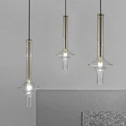 Szklana rurka wisząca lampa nowoczesna minimalistyczna lampa sufitowa z kutego żelaza