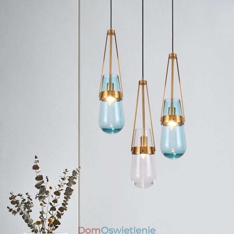 Wisząca lampa szklana w kształcie kropli wody Nowoczesna minimalistyczna lampa sufitowa z kutego żelaza