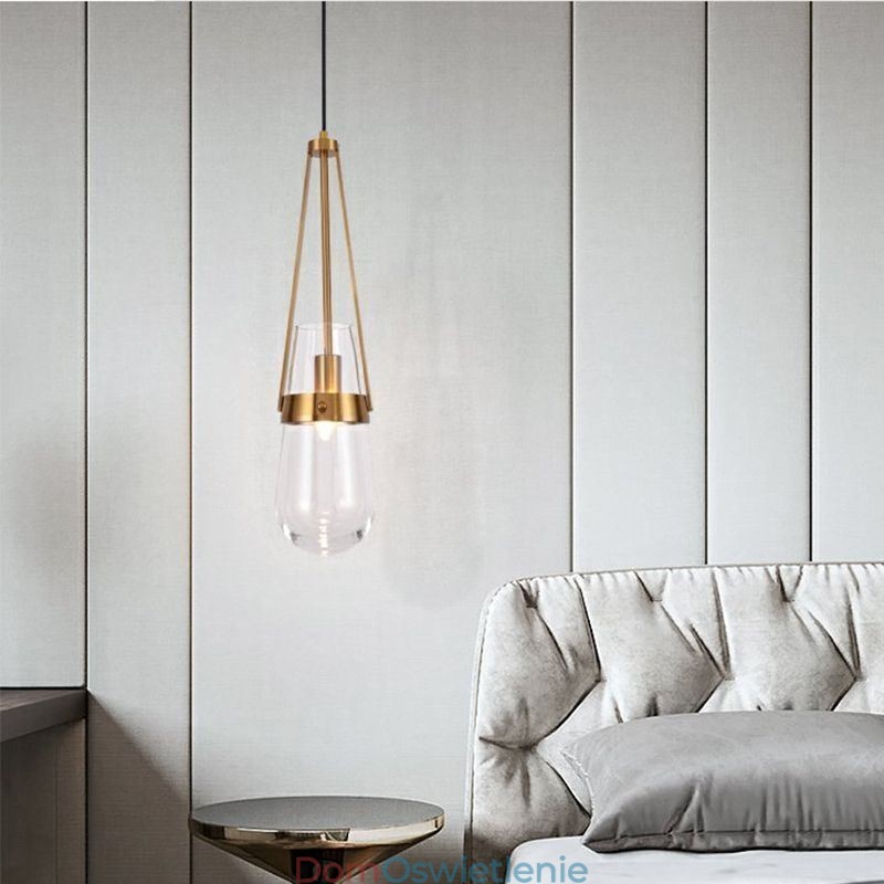 Wisząca lampa szklana w kształcie kropli wody Nowoczesna minimalistyczna lampa sufitowa z kutego żelaza
