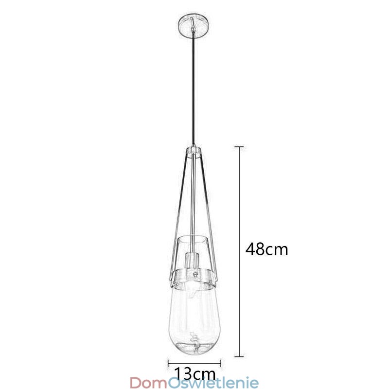 Wisząca lampa szklana w kształcie kropli wody Nowoczesna minimalistyczna lampa sufitowa z kutego żelaza